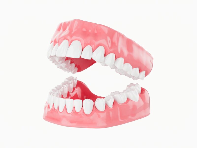 Close up Beauty teeth health care on white background. Selective focus. 3D Render.